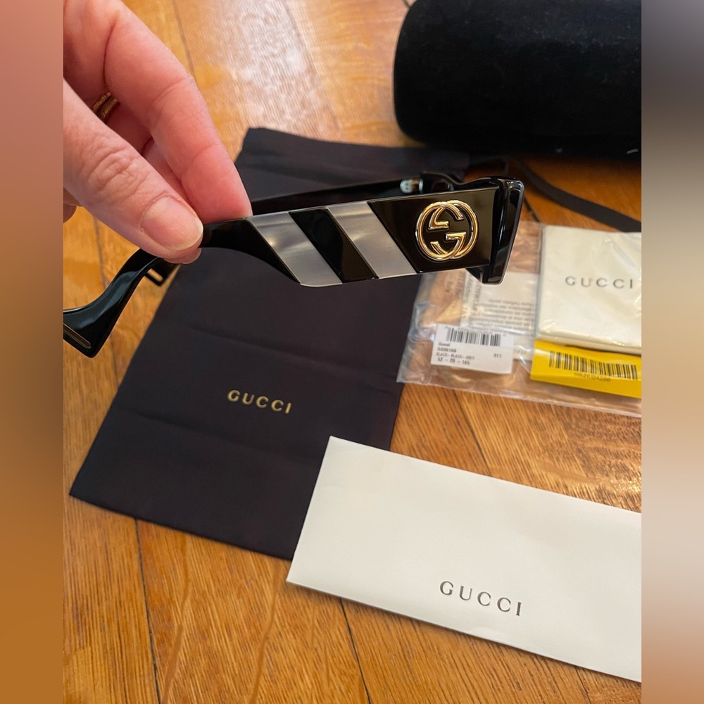 *Negotiable* Gucci GG0516S Black & Mother-of-Pearl striped sunglasses